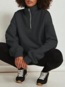 Sudadera Casual de Cuello Alto con Cierre y Manga Larga