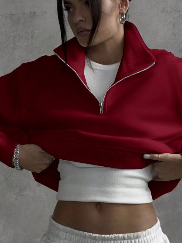 Sudadera Casual de Cuello Alto con Cierre y Manga Larga
