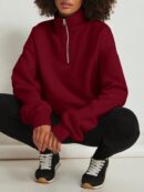 Sudadera Casual de Cuello Alto con Cierre y Manga Larga