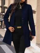 Chaqueta de Lana con Cuello Alto y Entallada para Mujer