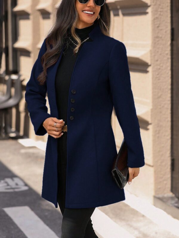 Chaqueta de Lana con Cuello Alto y Entallada para Mujer - Image 49