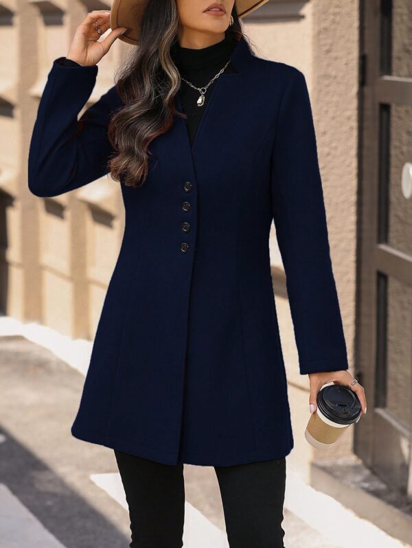 Chaqueta de Lana con Cuello Alto y Entallada para Mujer - Image 50