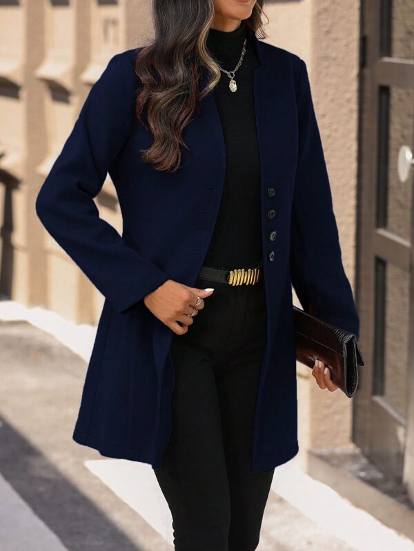 Chaqueta de Lana con Cuello Alto y Entallada para Mujer - Image 53