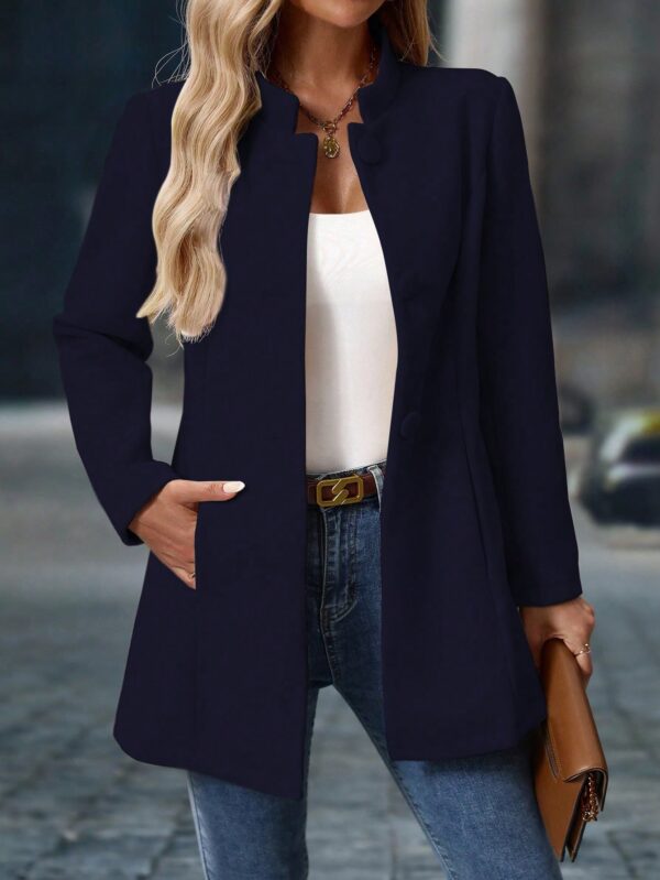 Chaqueta Midi Casual de Cuello Alto para Mujer - Image 35