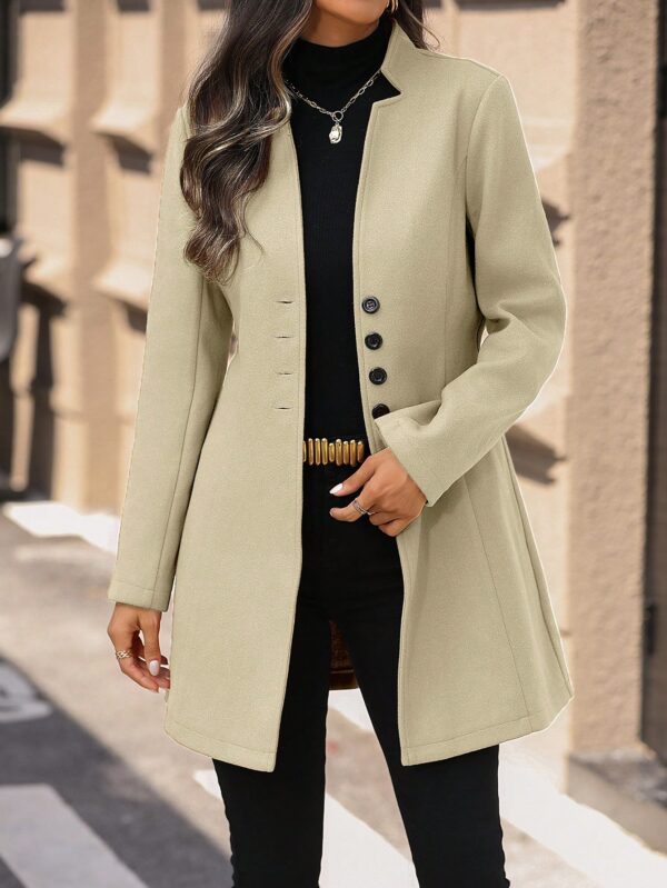 Chaqueta de Lana con Cuello Alto y Entallada para Mujer - Image 65