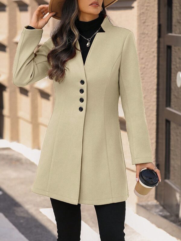 Chaqueta de Lana con Cuello Alto y Entallada para Mujer - Image 66