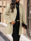 Chaqueta de Lana con Cuello Alto y Entallada para Mujer