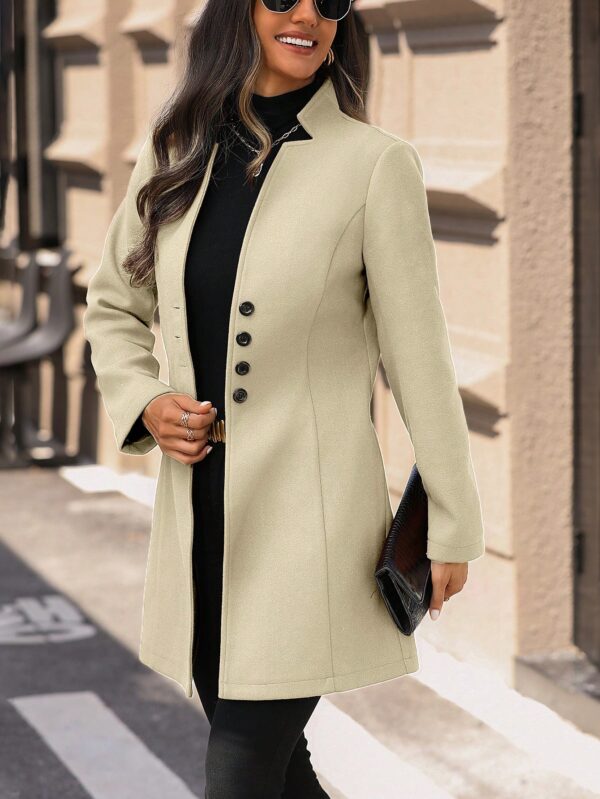 Chaqueta de Lana con Cuello Alto y Entallada para Mujer - Image 69