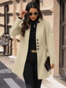 Chaqueta de Lana con Cuello Alto y Entallada para Mujer