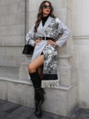 Chaqueta Casual con Estampado Animal y Borlas