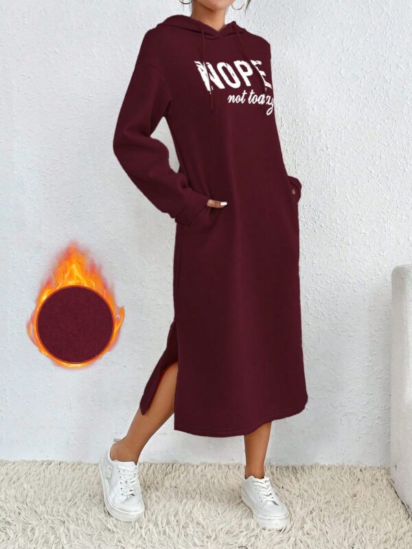 Vestido Sudadera con Capucha y Estampado de Letras - Image 17