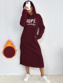 Vestido Sudadera con Capucha y Estampado de Letras