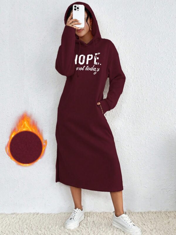 Vestido Sudadera con Capucha y Estampado de Letras - Image 20