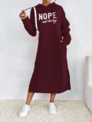 Vestido Sudadera con Capucha y Estampado de Letras