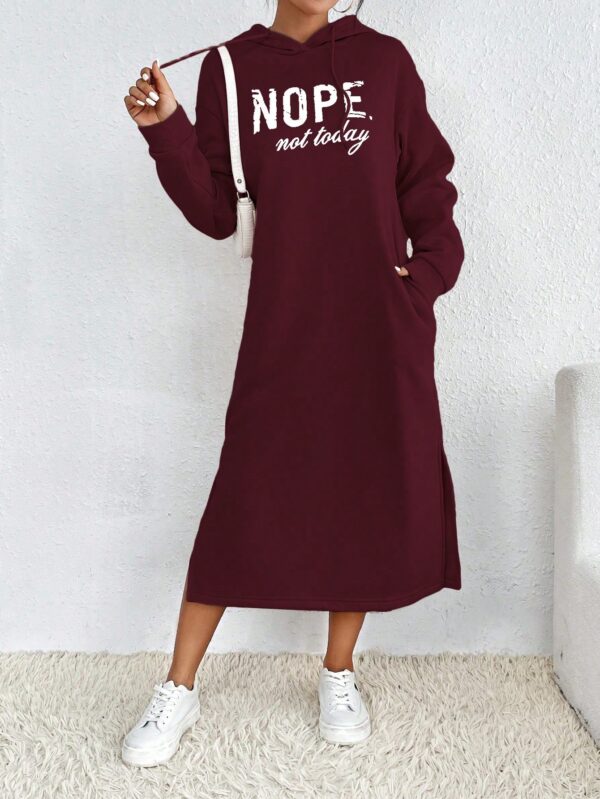 Vestido Sudadera con Capucha y Estampado de Letras - Image 21