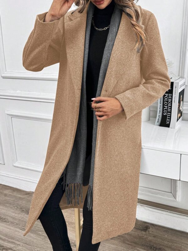 Abrigo Largo de Lana en Gris Oscuro para Mujer - Image 18