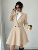 Abrigo Elegante de Cuello Alto y Manga Larga en Tweed