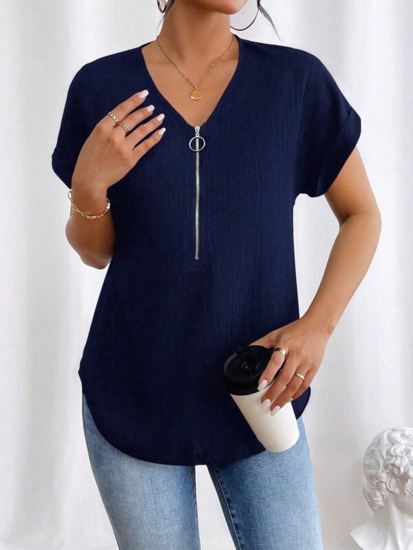 Blusa Casual con Cremallera y Manga Murciélago - Image 34