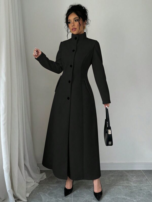 Abrigo Elegante de Invierno de Color Sólido con Cuello Alto - Image 10
