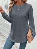 Sudadera Cómoda Casual con Textura Waffle y Dobladillo Asimétrico