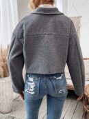 Chaqueta de Lana Negra de Manga Larga y Hombros Caídos