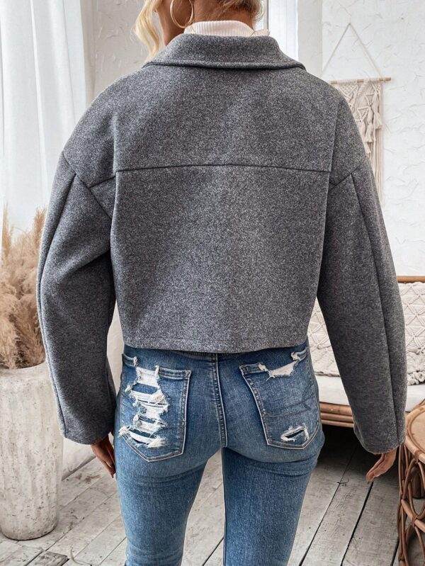 Chaqueta de Lana Negra de Manga Larga y Hombros Caídos - Image 23