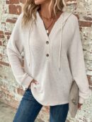 Sudadera con Capucha y Botones Media Manga Raglan