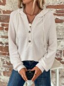 Sudadera con Capucha y Botones Media Manga Raglan
