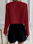 Chaqueta Tweed Color Sólido para Uso Diario