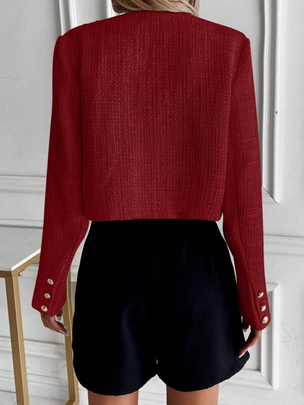 Chaqueta Tweed Color Sólido para Uso Diario - Image 12