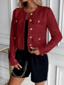 Chaqueta Tweed Color Sólido para Uso Diario