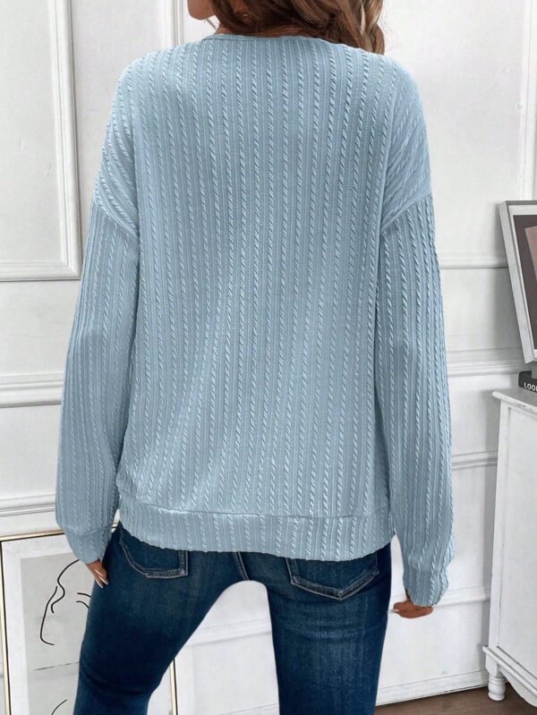 Sudadera Casual de Cuello V con Manga Larga y Hombros Caídos - Image 19