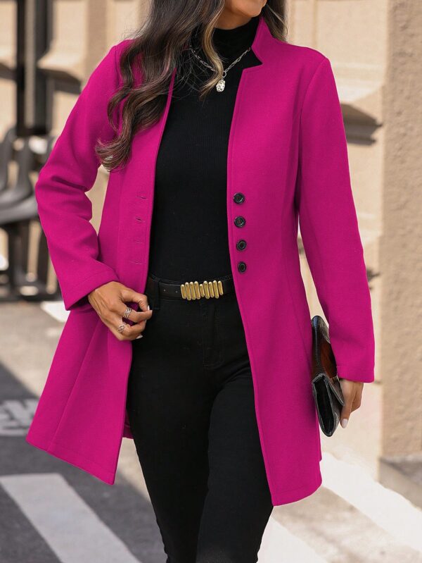 Chaqueta de Lana con Cuello Alto y Entallada para Mujer - Image 9
