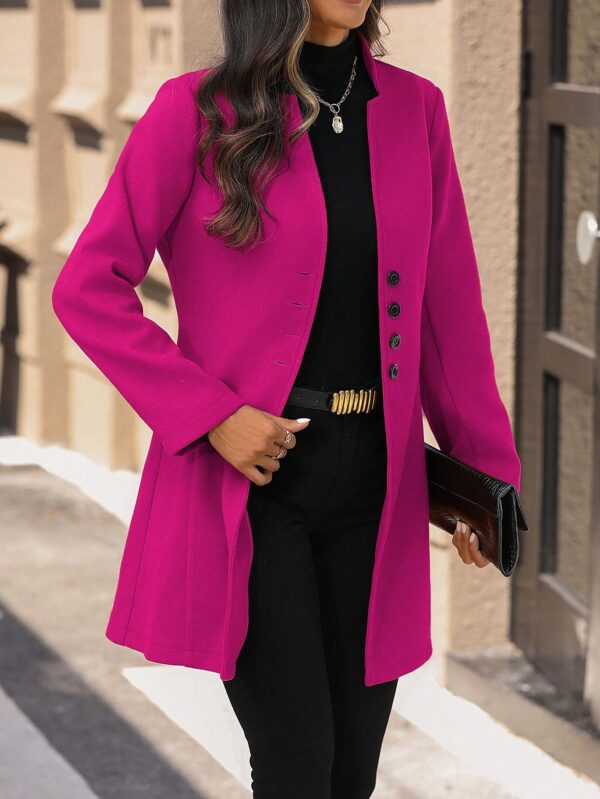 Chaqueta de Lana con Cuello Alto y Entallada para Mujer - Image 11