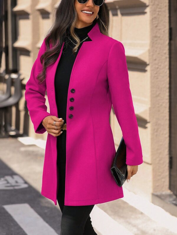 Chaqueta de Lana con Cuello Alto y Entallada para Mujer - Image 12