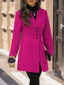 Chaqueta de Lana con Cuello Alto y Entallada para Mujer