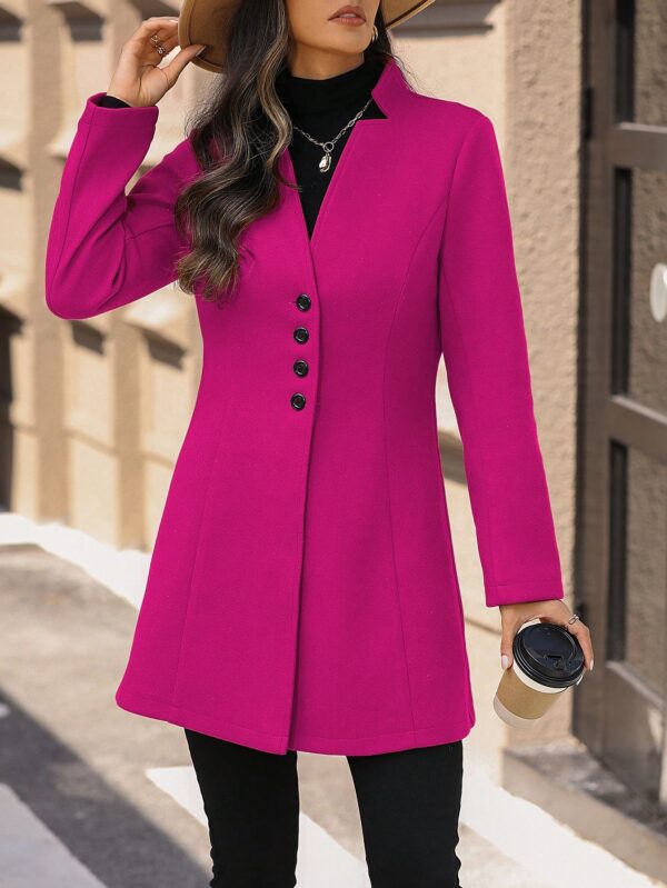 Chaqueta de Lana con Cuello Alto y Entallada para Mujer - Image 14