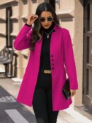 Chaqueta de Lana con Cuello Alto y Entallada para Mujer