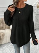 Sudadera Cómoda Casual con Textura Waffle y Dobladillo Asimétrico