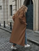 Abrigo Largo Grueso para Mujer, Color Sólido, Ideal para Oficina y Trabajo en Otoño/Invierno