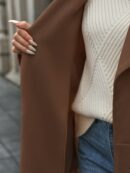 Abrigo Largo Grueso para Mujer, Color Sólido, Ideal para Oficina y Trabajo en Otoño/Invierno