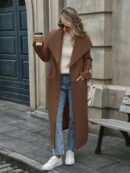 Abrigo Largo Grueso para Mujer, Color Sólido, Ideal para Oficina y Trabajo en Otoño/Invierno