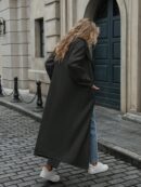 Abrigo Largo Grueso para Mujer, Color Sólido, Ideal para Oficina y Trabajo en Otoño/Invierno
