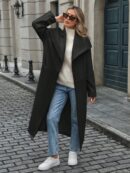 Abrigo Largo Grueso para Mujer, Color Sólido, Ideal para Oficina y Trabajo en Otoño/Invierno