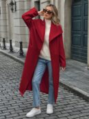 Abrigo Largo Grueso para Mujer, Color Sólido, Ideal para Oficina y Trabajo en Otoño/Invierno