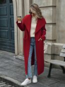 Abrigo Largo Grueso para Mujer, Color Sólido, Ideal para Oficina y Trabajo en Otoño/Invierno