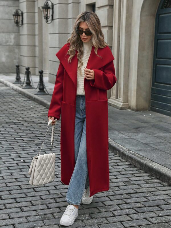 Abrigo Largo Grueso para Mujer, Color Sólido, Ideal para Oficina y Trabajo en Otoño/Invierno - Image 28