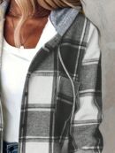 Chaqueta Casual a Cuadros con Capucha Retro para Mujer