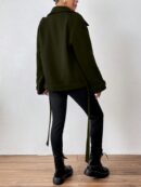 Chaqueta Corta de Lana con Detalles de Diseño y Cuello Camisero