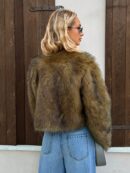 Chaqueta Fluffy Manga Larga Casual Color Sólido